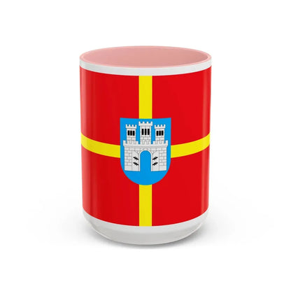 Flag of Zhytomyr Oblast Ukraine - Accent Coffee Mug 15oz Pink - Go Mug Yourself