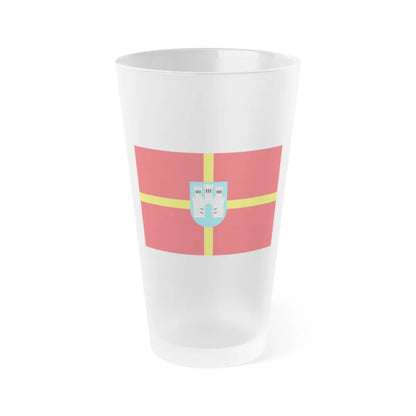 Flag of Zhytomyr Oblast Ukraine - Frosted Pint Glass 16oz-16oz-Frosted-Go Mug Yourself