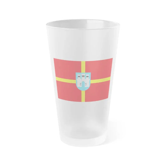 Flag of Zhytomyr Oblast Ukraine - Frosted Pint Glass 16oz 16oz Frosted - Go Mug Yourself