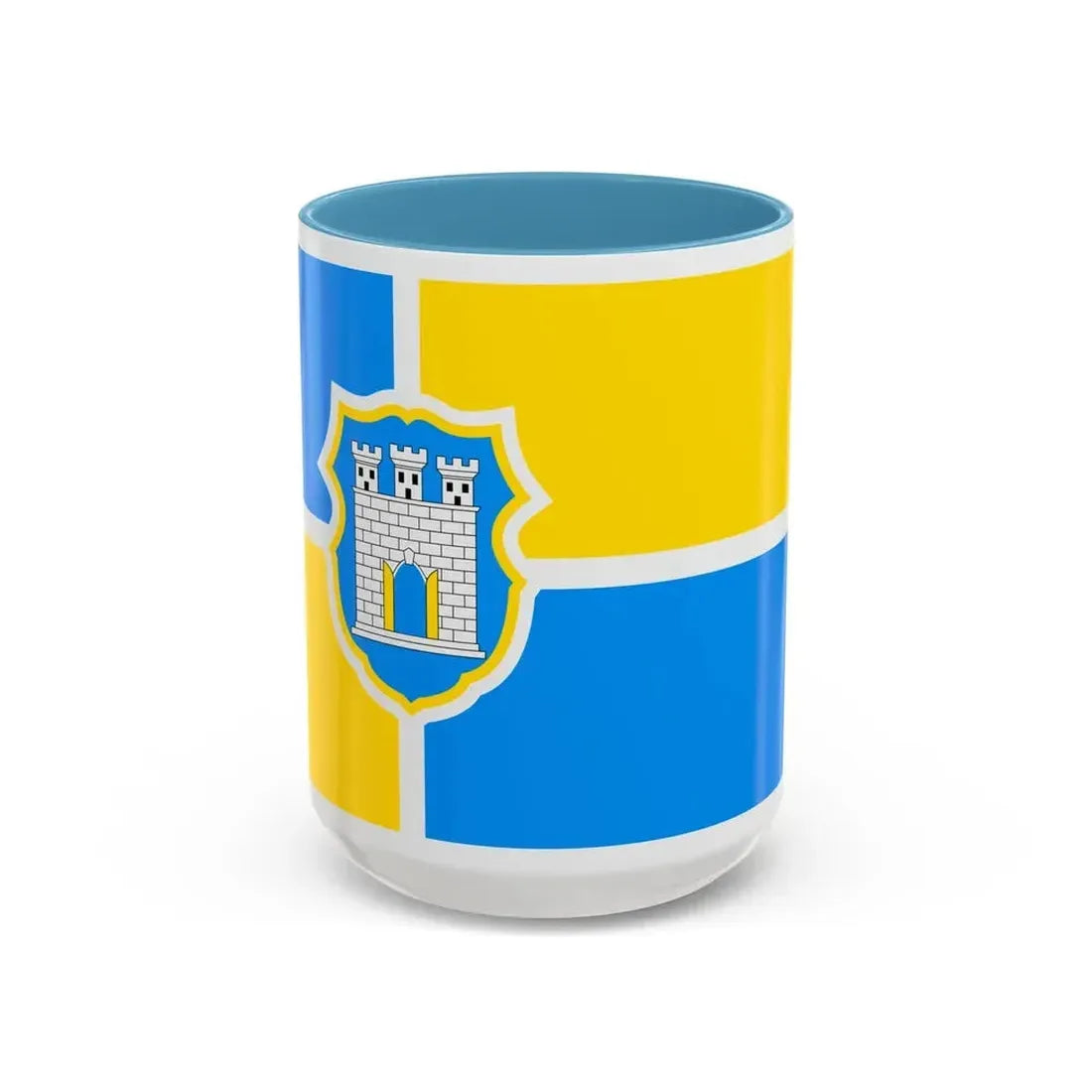 Flag of Zhytomyr Ukraine - Accent Coffee Mug 15oz Light Blue - Go Mug Yourself