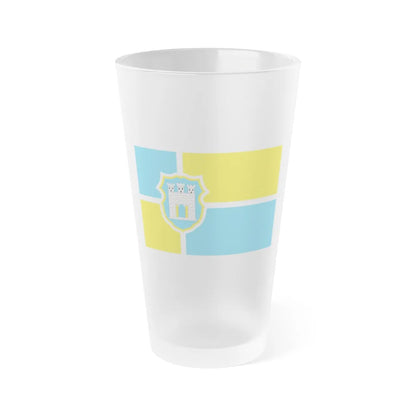 Flag of Zhytomyr Ukraine - Frosted Pint Glass 16oz-16oz-Frosted-Go Mug Yourself