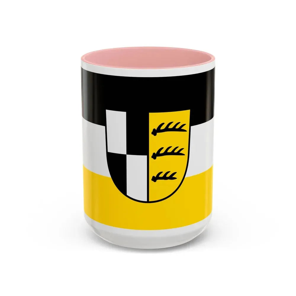 Flag of Zollernalbkreis Germany - Accent Coffee Mug 15oz Pink - Go Mug Yourself