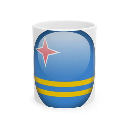 Flag orb Aruba (Netherlands) White Coffee Mug 11oz - Go Mug Yourself