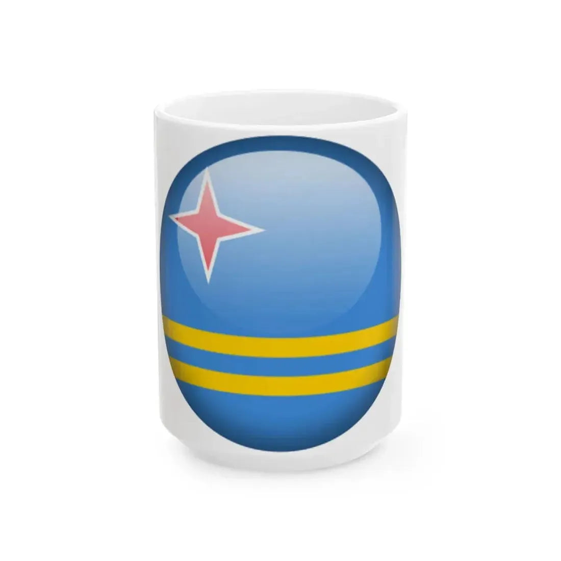 Flag orb Aruba (Netherlands) White Coffee Mug 15oz - Go Mug Yourself