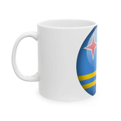 Flag orb Aruba (Netherlands) White Coffee Mug - Go Mug Yourself