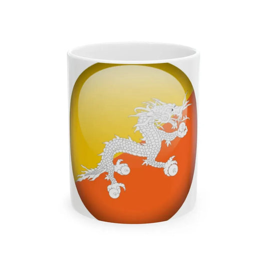 Flag orb Bhutan (Bhutan) White Coffee Mug 11oz - Go Mug Yourself