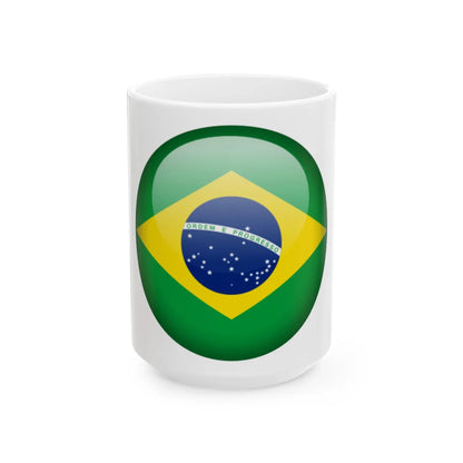 Flag orb Brazil (Brazil) White Coffee Mug 15oz - Go Mug Yourself