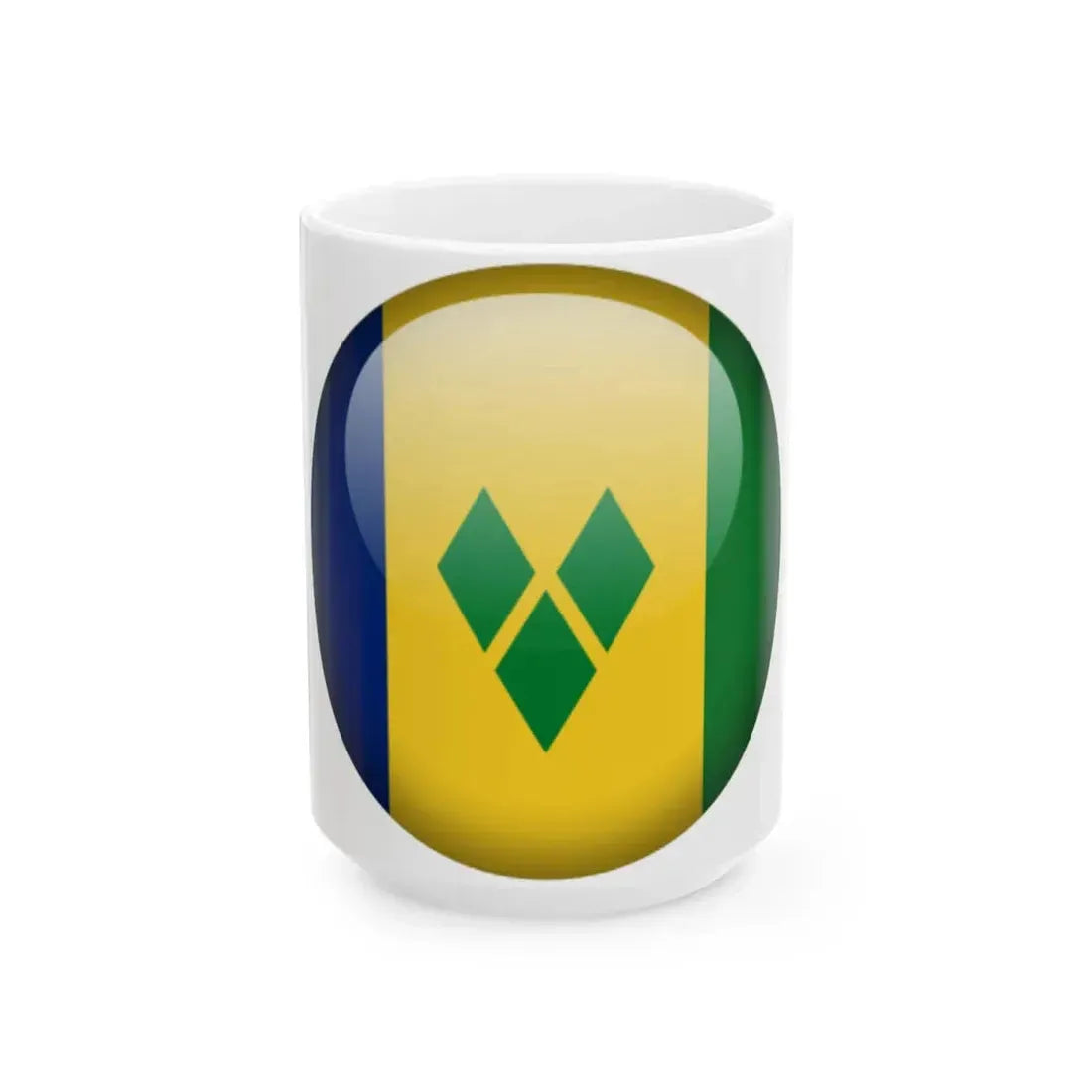 Flag orb Saint Vincent and the Grenadines (Saint Vincent and the Grenadines) White Coffee Mug 15oz - Go Mug Yourself
