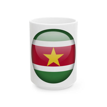 Flag orb Suriname (Suriname) White Coffee Mug 15oz - Go Mug Yourself