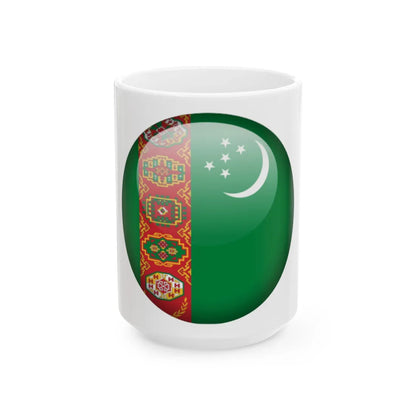 Flag orb Turkmenistan (Turkmenistan) White Coffee Mug 15oz - Go Mug Yourself