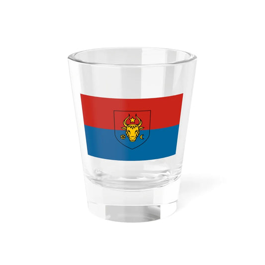 Flag project proposed by the communists of Moldova (Moldova) Shot Glass 1.5oz 1.5oz - Go Mug Yourself