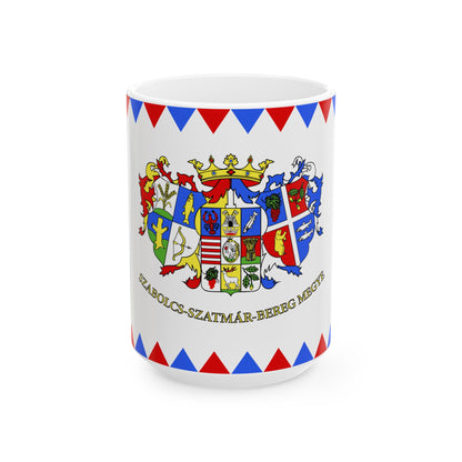 Flag-Szabolcs-Szatmar-Bereg-megye (Hungary) White Coffee Mug-15oz-Go Mug Yourself