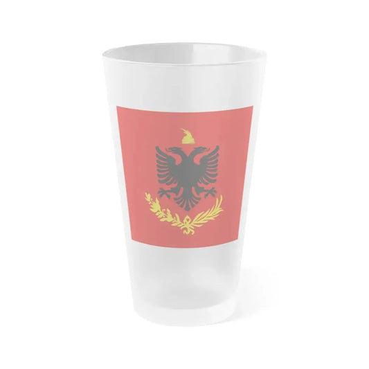 Flag variation of the Albanian Royal Army - Frosted Pint Glass 16oz 16oz Frosted - Go Mug Yourself