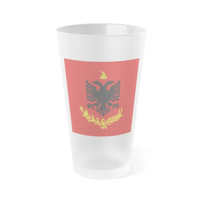 Flag variation of the Albanian Royal Army - Frosted Pint Glass 16oz 16oz Frosted - Go Mug Yourself