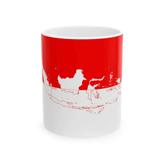 Flag with map of Indonesia (Indonesia) White Coffee Mug 11oz - Go Mug Yourself