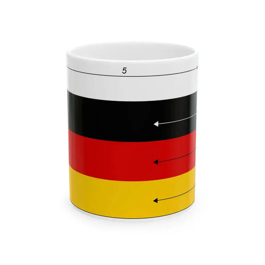 Flaga Niemiec - wymiary (Germany) White Coffee Mug 11oz - Go Mug Yourself