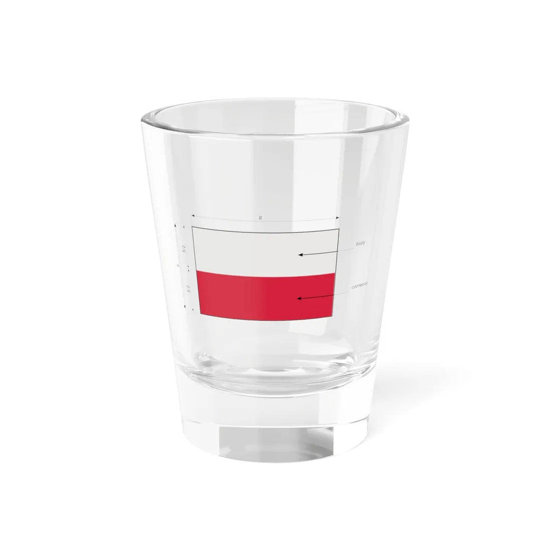 Flaga Polski - wymiary - kolory wg ustawy (Poland) Shot Glass 1.5oz 1.5oz - Go Mug Yourself