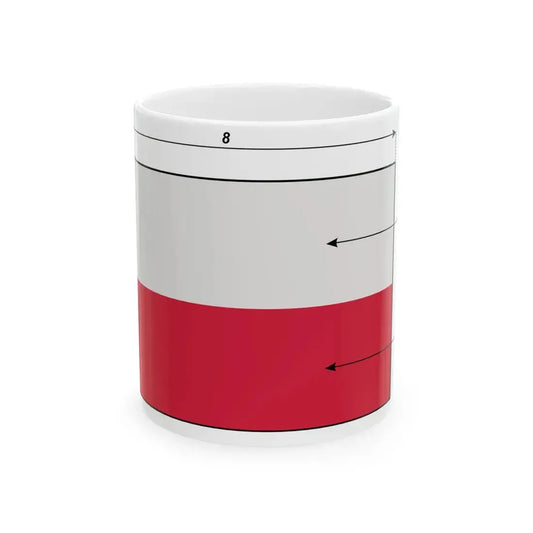 Flaga Polski - wymiary - kolory wg ustawy (Poland) White Coffee Mug 11oz - Go Mug Yourself