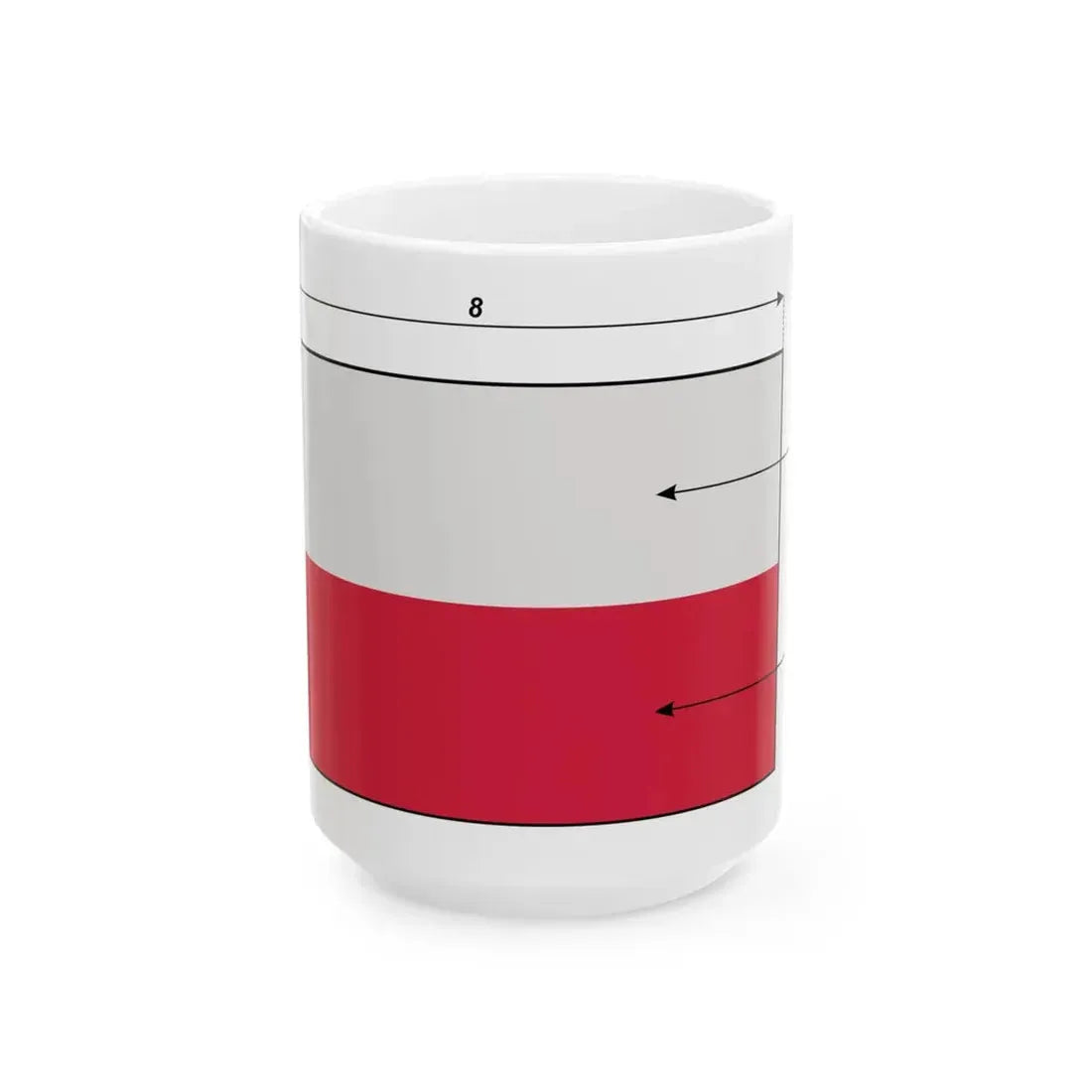 Flaga Polski - wymiary - kolory wg ustawy (Poland) White Coffee Mug 15oz - Go Mug Yourself