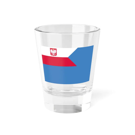 Flaga pomocniczych jednostek pływajacych Polskiej Marynarki Wojennej (Poland) Shot Glass 1.5oz 1.5oz - Go Mug Yourself