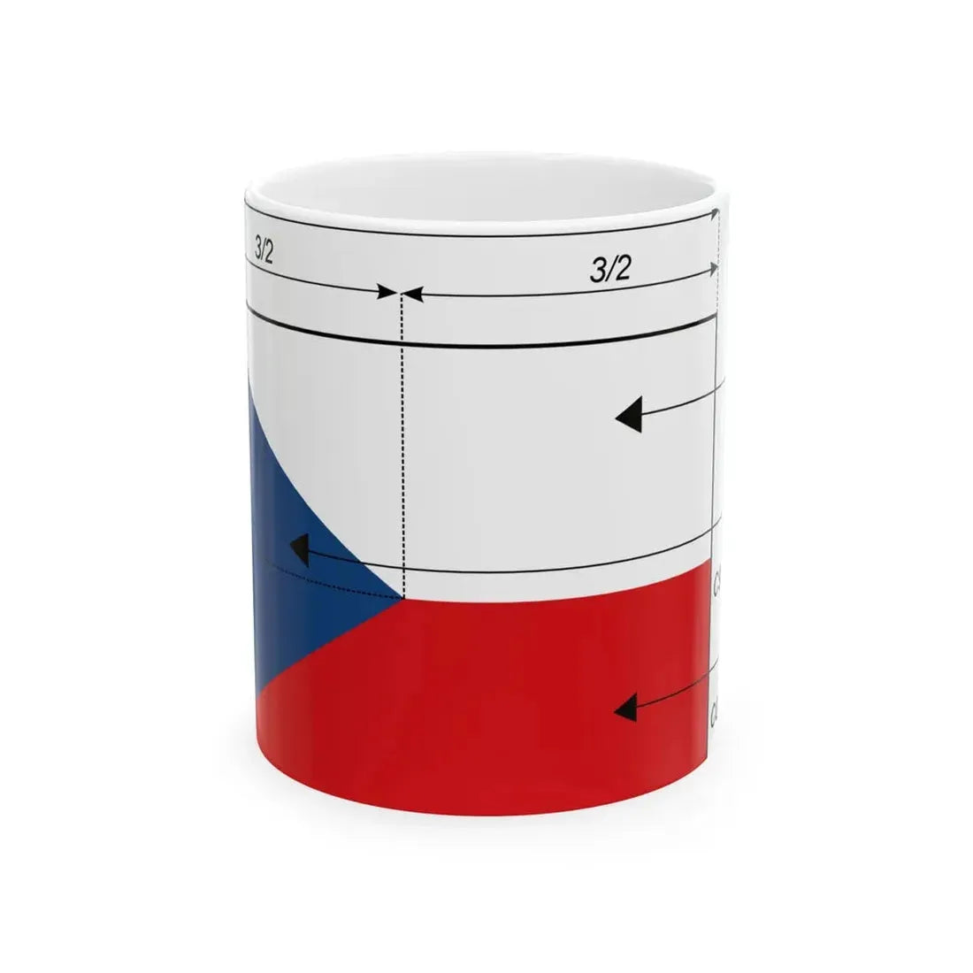 Flaga Republiki Czech - wymiary (Czech Republic) White Coffee Mug 11oz - Go Mug Yourself