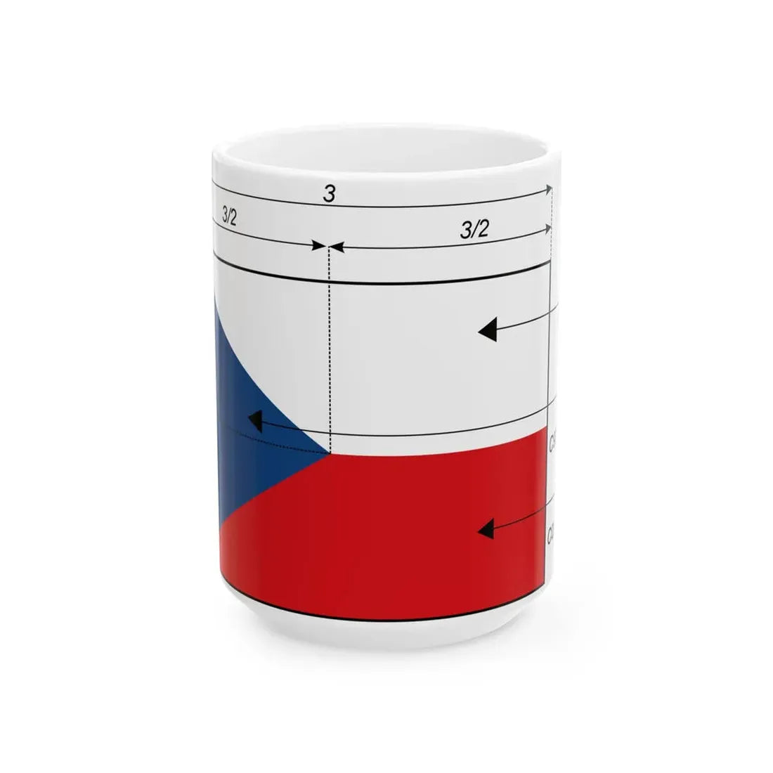 Flaga Republiki Czech - wymiary (Czech Republic) White Coffee Mug 15oz - Go Mug Yourself