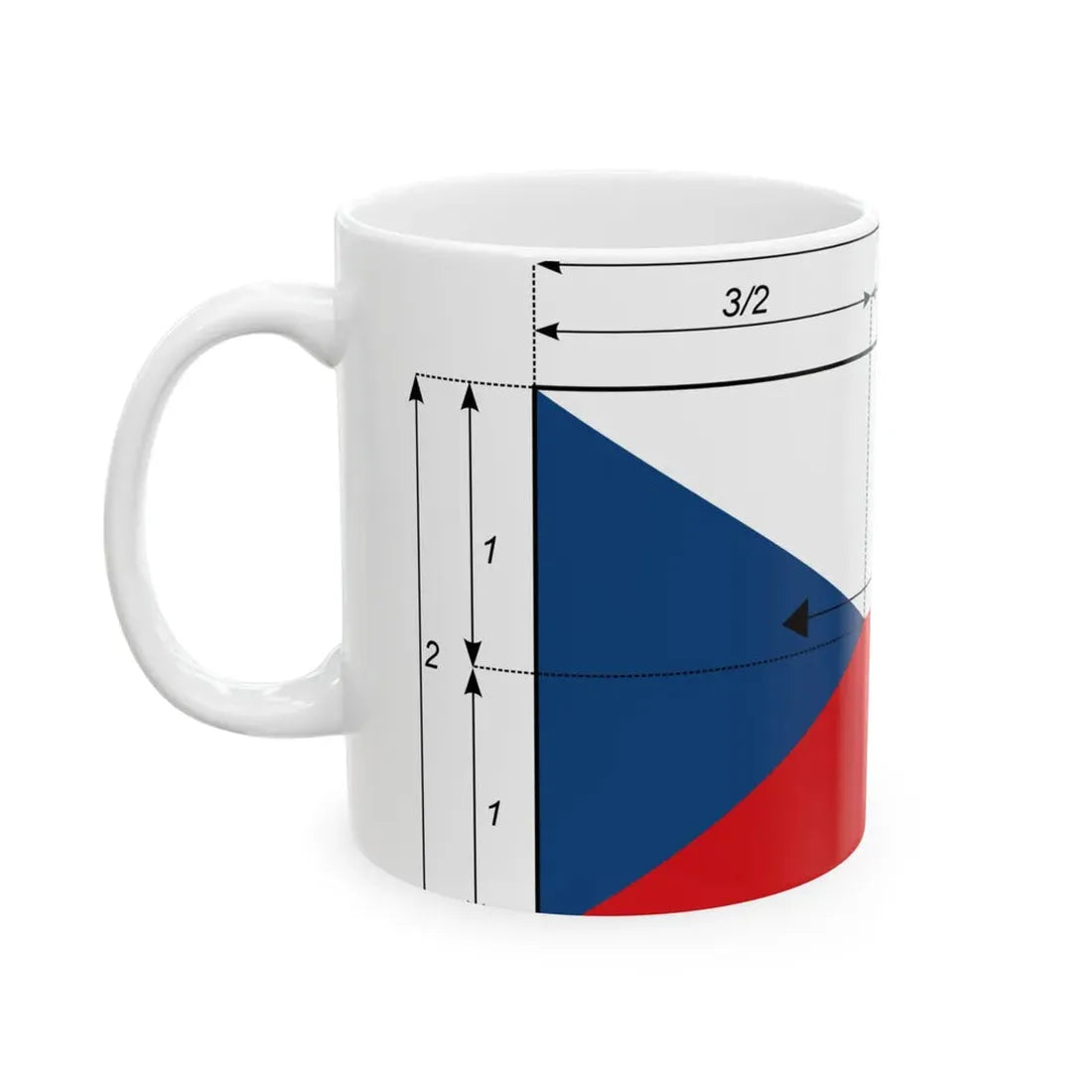 Flaga Republiki Czech - wymiary (Czech Republic) White Coffee Mug - Go Mug Yourself