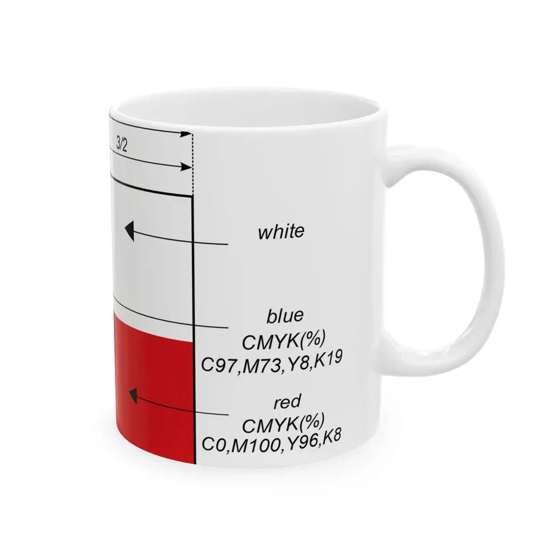 Flaga Republiki Czech - wymiary (Czech Republic) White Coffee Mug - Go Mug Yourself