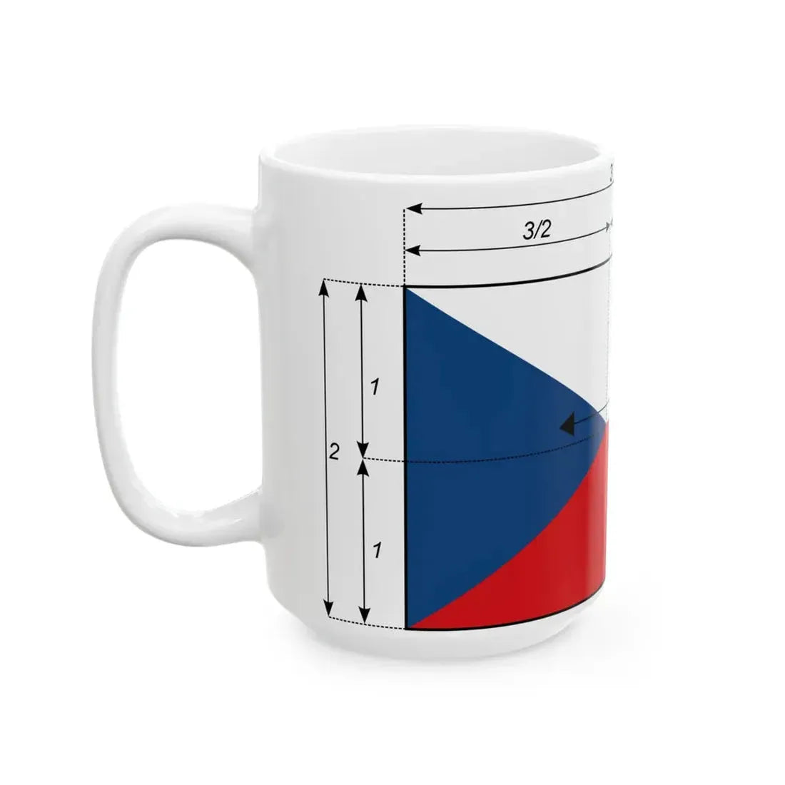 Flaga Republiki Czech - wymiary (Czech Republic) White Coffee Mug - Go Mug Yourself
