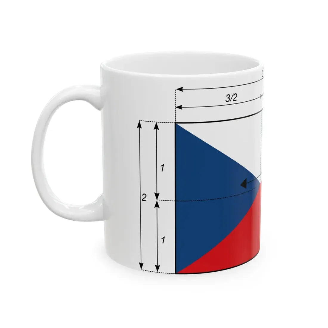 Flaga Republiki Czech - wymiary sv (Czech Republic) White Coffee Mug - Go Mug Yourself