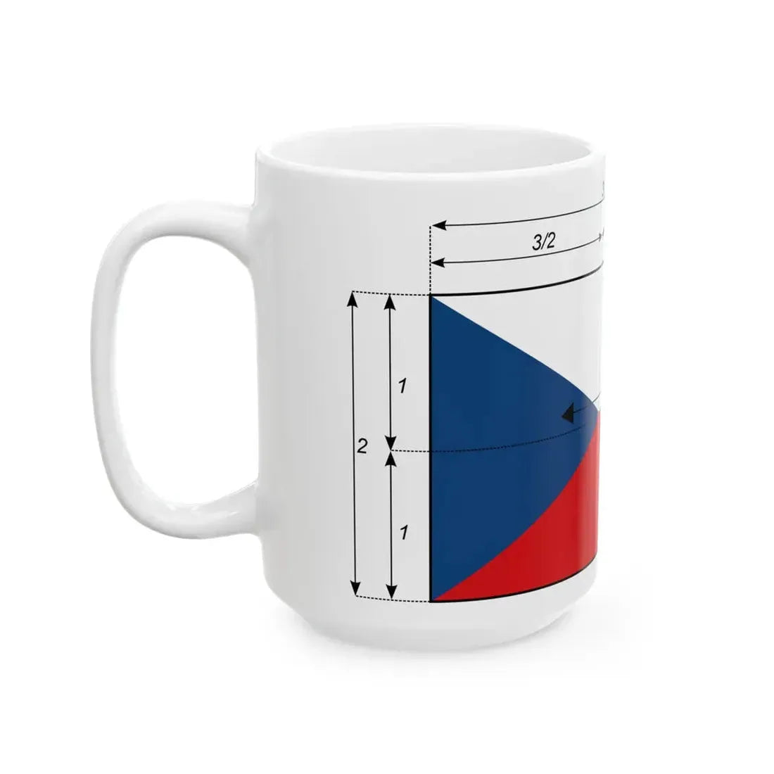 Flaga Republiki Czech - wymiary sv (Czech Republic) White Coffee Mug - Go Mug Yourself