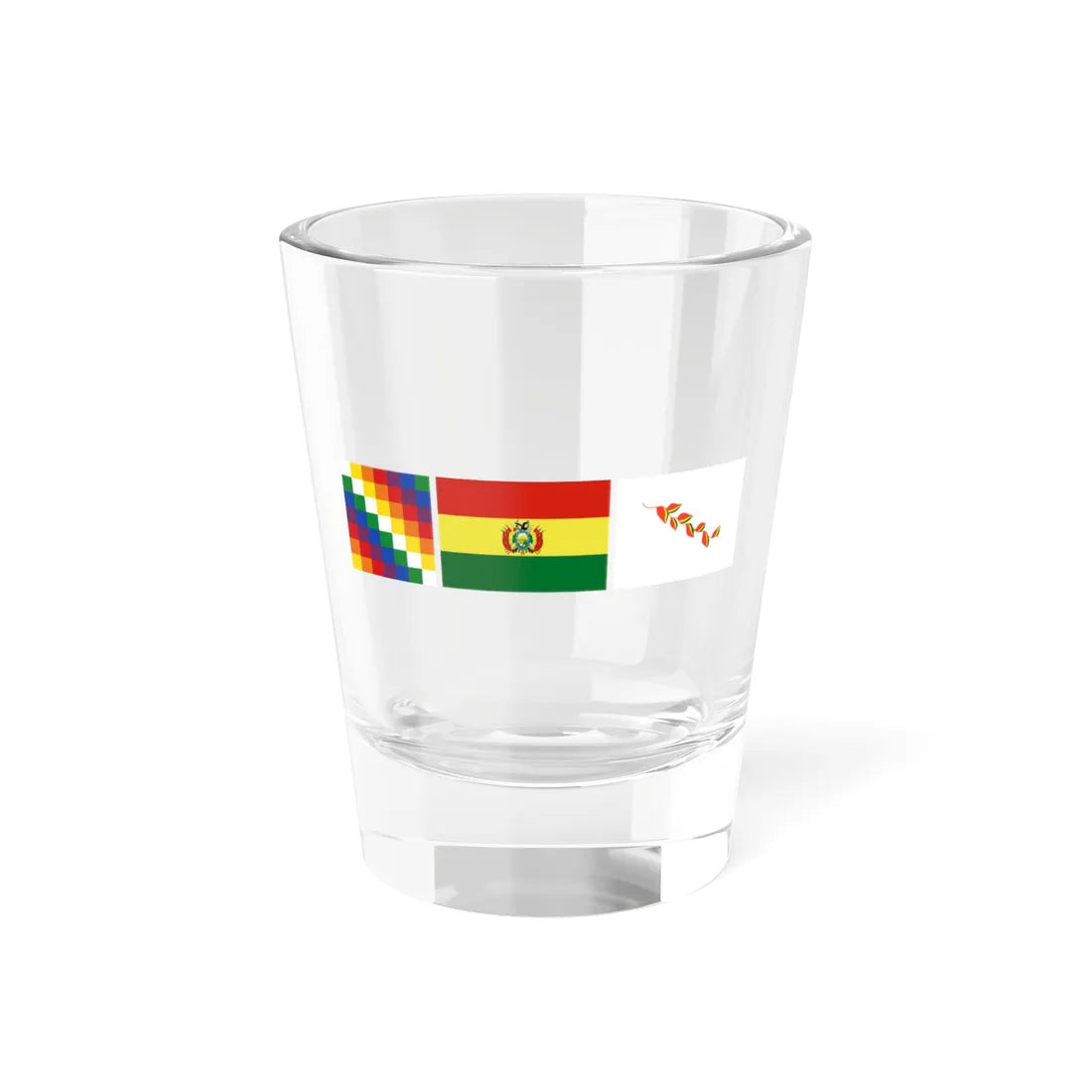 Flags of Bolivia Whipala  Patujú Flower (Bolivia) Shot Glass 1.5oz 1.5oz - Go Mug Yourself