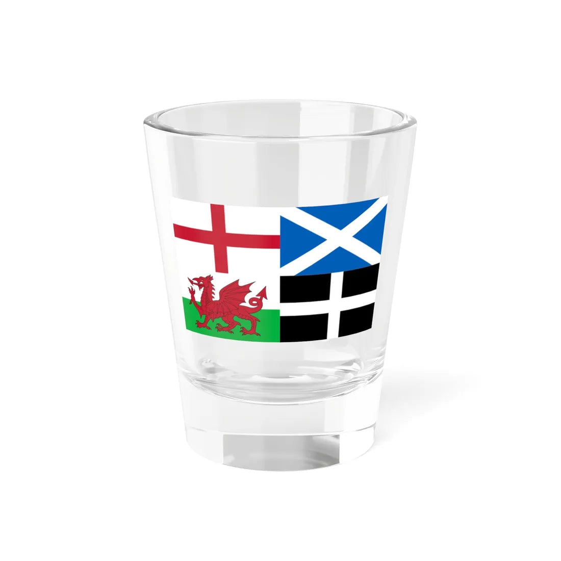 Flags of England Scotland Wales and Cornwall (England) Shot Glass 1.5oz 1.5oz - Go Mug Yourself