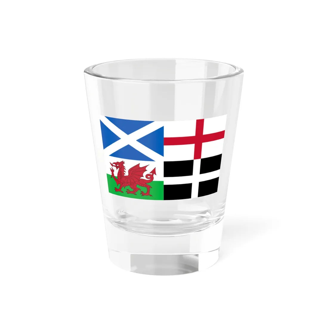 Flags of Scotland England Wales and Cornwall (England) Shot Glass 1.5oz 1.5oz - Go Mug Yourself