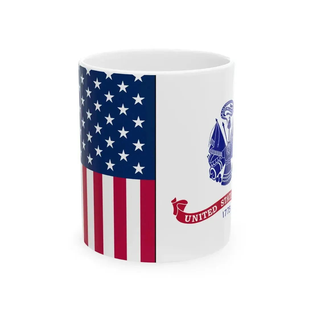 Flags of USA and the US Army 16-9 ratio (United States) White Coffee Mug 11oz - Go Mug Yourself