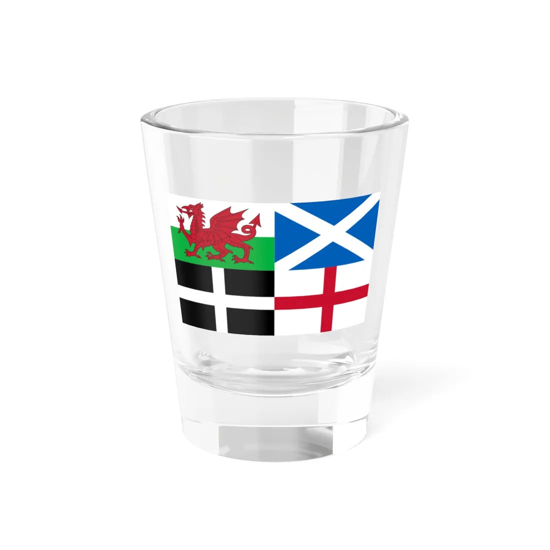 Flags of Wales Scotland Cornwall and England (England) Shot Glass 1.5oz 1.5oz - Go Mug Yourself