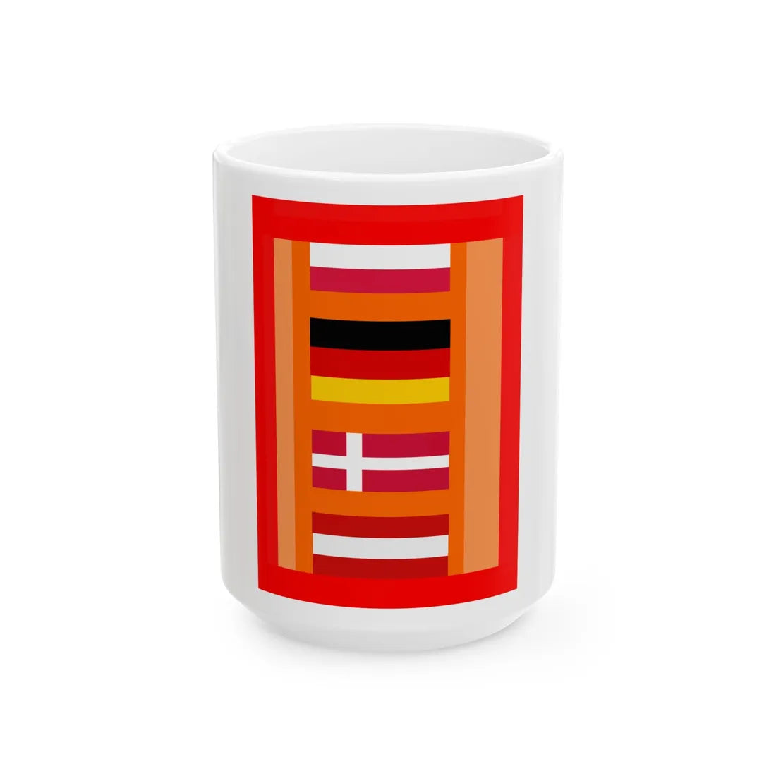 Flags POL DEU DAN AUS (Austria) White Coffee Mug 15oz - Go Mug Yourself
