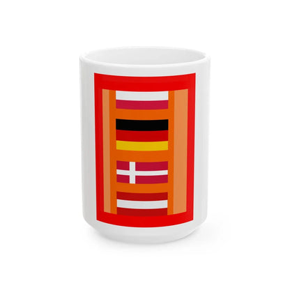 Flags POL DEU DAN AUS (Austria) White Coffee Mug 15oz - Go Mug Yourself