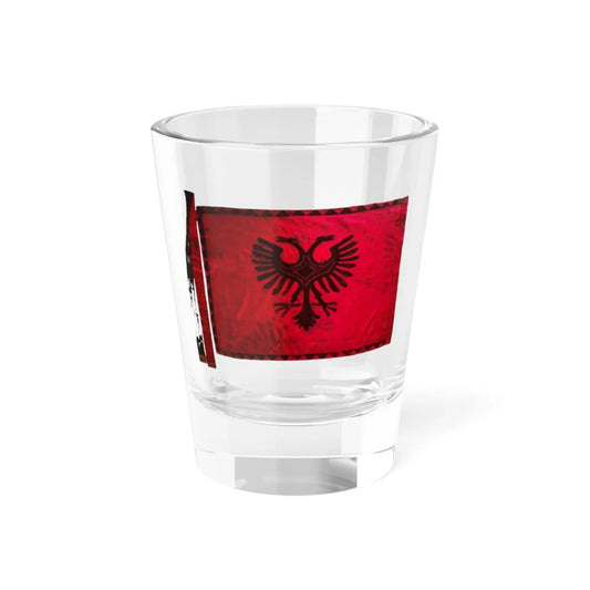 Flamuri i Batalionit Sulmues Ushtarak Erzeni (Albania) Shot Glass 1.5oz 1.5oz - Go Mug Yourself