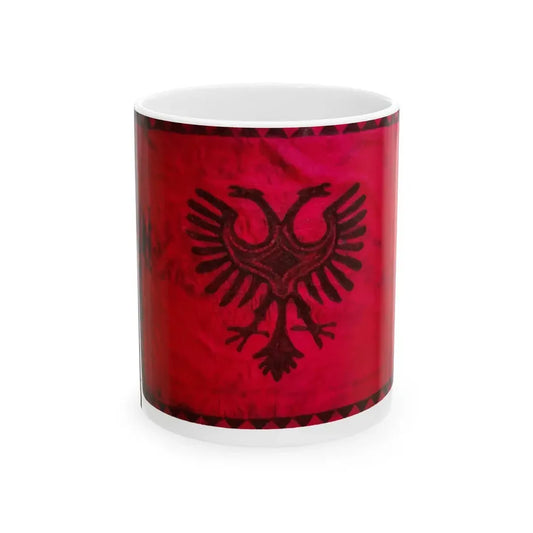Flamuri i Batalionit Sulmues Ushtarak Shkumbini (Albania) White Coffee Mug 11oz - Go Mug Yourself