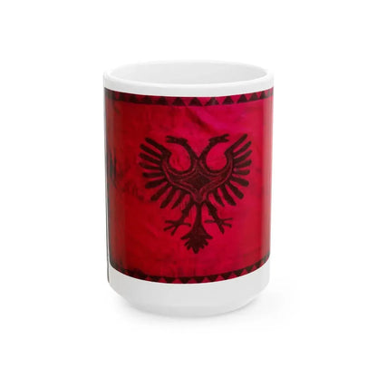Flamuri i Batalionit Sulmues Ushtarak Shkumbini (Albania) White Coffee Mug 15oz - Go Mug Yourself
