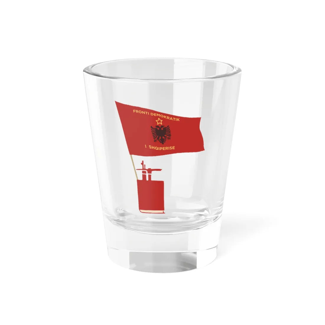 Flamuri i Frontit Demokratik të Shqipërisë (Albania) Shot Glass 1.5oz 1.5oz - Go Mug Yourself