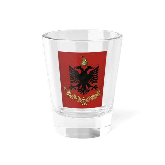 Flamuri i N.M. së Tij dhe i Ushtrisë (Albania) Shot Glass 1.5oz 1.5oz - Go Mug Yourself