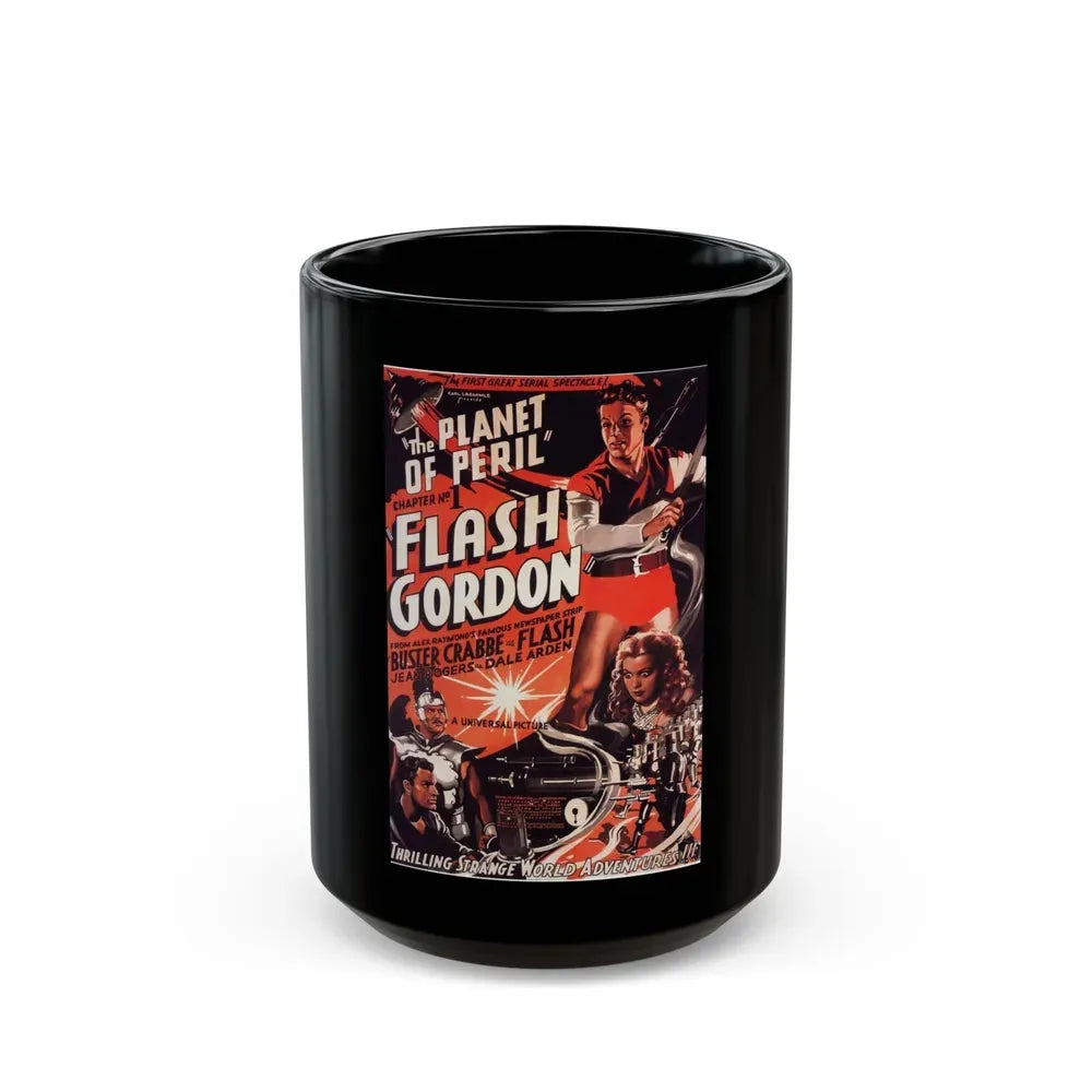 FLASH GORDON - THE PLANET OF PERIL 1936 Movie Poster - Black Coffee Mug 15oz - Go Mug Yourself