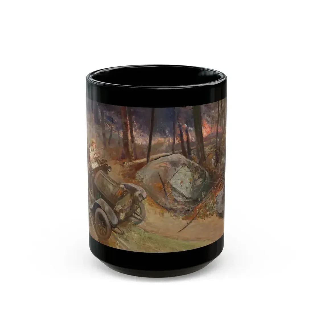 Fleeing the Fire, 1923 - Black Coffee Mug 15oz - Go Mug Yourself