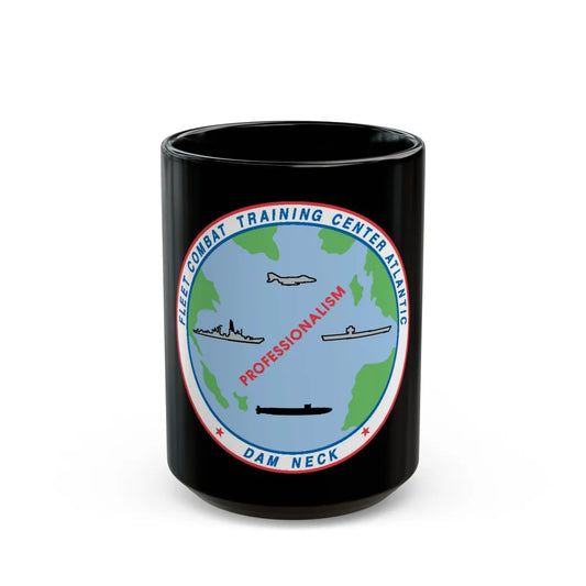 Fleet Combat Trng Ctr Atlantic Dam Neck (U.S. Navy) Black Coffee Mug-15oz-Go Mug Yourself