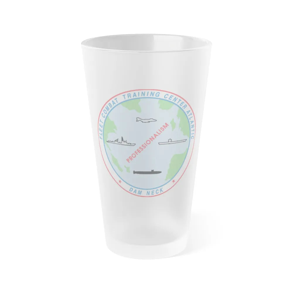 Fleet Combat Trng Ctr Atlantic Dam Neck (U.S. Navy) Frosted Pint Glass 16oz-Go Mug Yourself