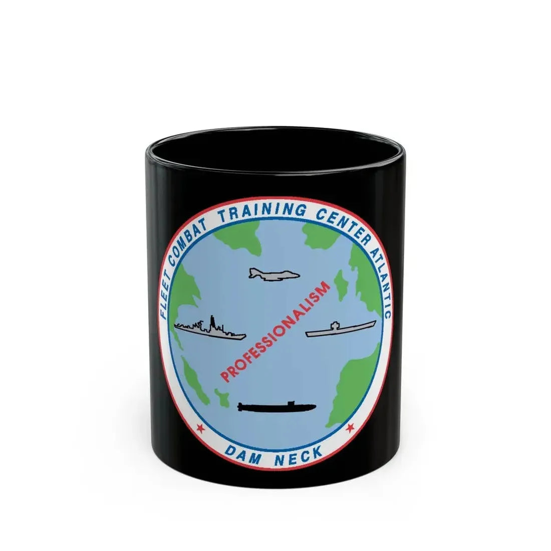 Fleet Combat Trng Ctr Atlantic Dam Neck (U.S. Navy) Black Coffee Mug 11oz - Go Mug Yourself