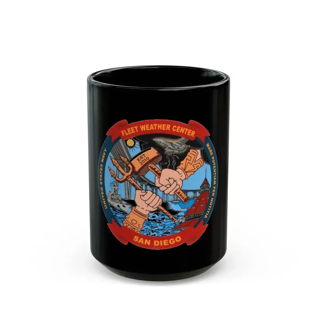 Fleet Weather Center San Diego (U.S. Navy) Black Coffee Mug 15oz - Go Mug Yourself