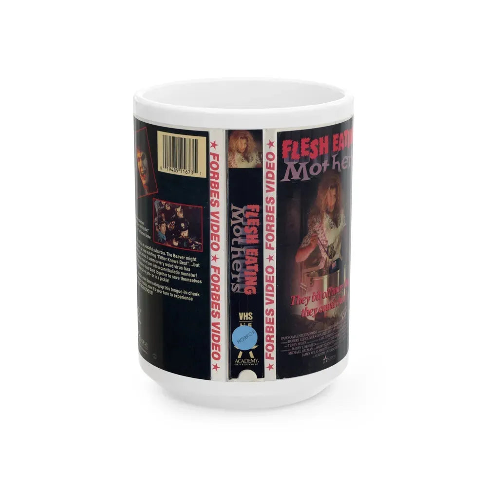 FLESH EATING MOTHERS (VHS COVER) - White Coffee Mug 15oz - Go Mug Yourself